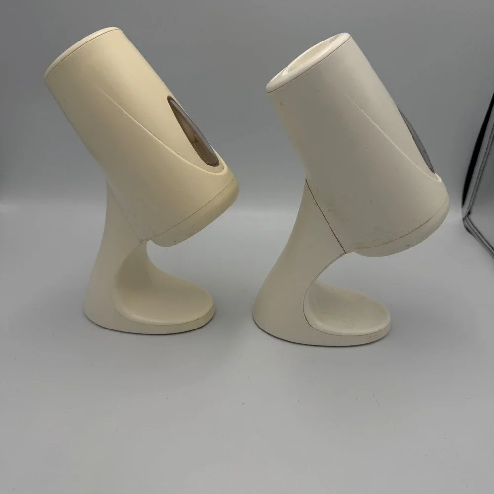 Dixie Cup Dispenser Set Cream Beige Curved Modern Bathroom Countertop Vintage